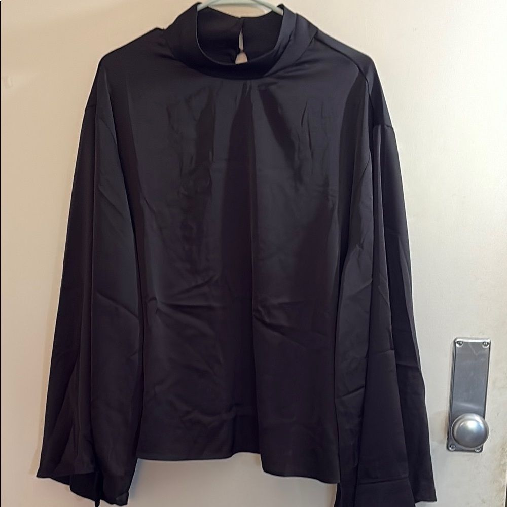 Eloquii Statement Sleeve Black Blouse